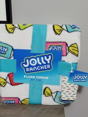 Jolly Rancher Plush Throw - White with Candy Print